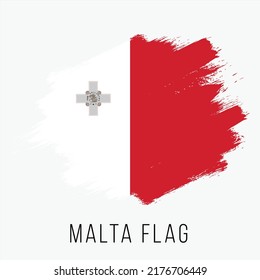 Malta Vector Flag. Malta Flag for Independence Day. Grunge Malta Flag. Malta Flag with Grunge Texture. Vector Template.