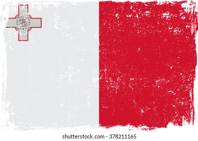 Malta vector grunge flag isolated on white background.