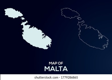 Silhouette de mapas vectoriales de Malta aislada. Diseño abstracto, Ilustración de silueta de alto detalle. Archivo vectorial de mapa completo editable de Malta.Silhouette de mapa vectorial de Malta aislada. Diseño de mapas abstractos