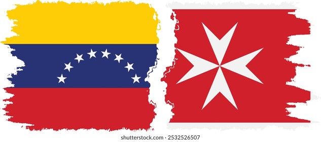 Conexión de banderas grunge de Malta y Venezuela, Vector