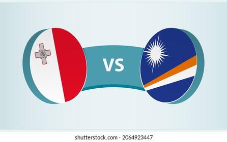 Malta versus Islas Marshall, concepto de competencia deportiva en equipo. Bandera redonda de países.