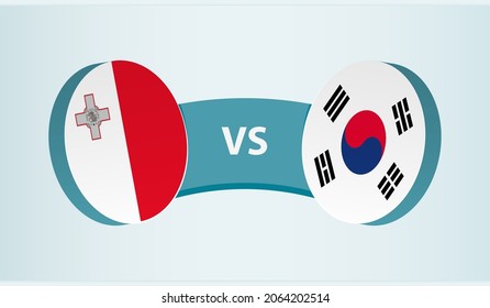 Malta versus South Korea, team sports competition concept. Round flag of countries.