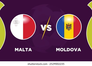 Malta vs Moldova Soccer match concept. Vector illustration of design.
MLTA VS MLD football match.