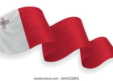 Malta waving flag with bright colors on clean background