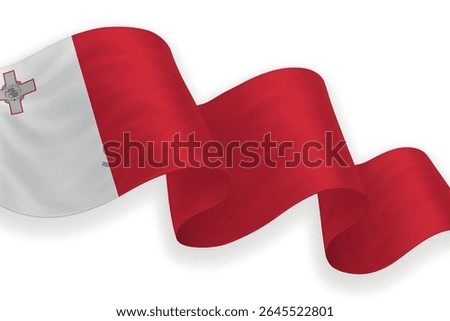 Malta waving flag with bright colors on clean background