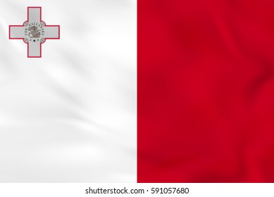 Malta waving flag. Malta national flag background texture. Vector illustration.