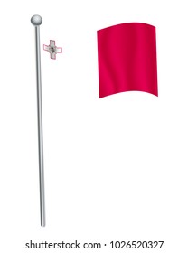 Malta waving flag on flagpole vector illustration.3d vector icon isolated on white background