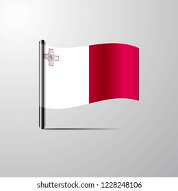Malta waving Shiny Flag design vector