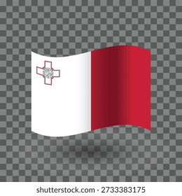 Malta wavy flag isolated transparent background