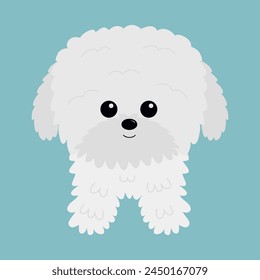 Maltese bichon frise white dog puppy icon. Round face icon. Cute cartoon kawaii funny pet baby animal character. Love greeting card. Sticker print. Valentines day. Flat design. White background Vector