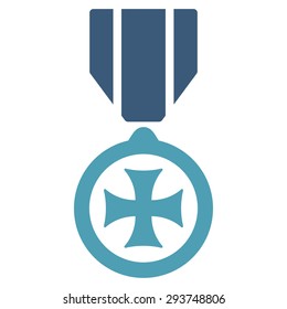 Maltese cross icon from Competition & Success Bicolor Icon Set. Vector style: flat bicolor symbols, cyan and blue colors, rounded angles, white background.