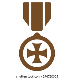 Maltese cross icon from Competition & Success Bicolor Icon Set. Vector style: flat symbols, brown color, rounded angles, white background.