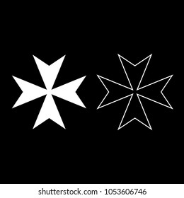 Maltese cross icon set white color