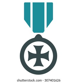 Maltese cross icon. Vector style is flat bicolor symbols, soft blue colors, rounded angles, white background.
