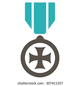 Maltese cross icon. Vector style is flat bicolor symbols, grey and cyan colors, rounded angles, white background.