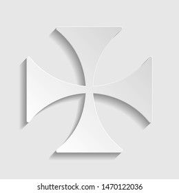 Maltese cross sign. Paper style icon. Illustration.