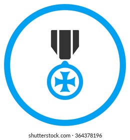 Maltese Cross vector icon. Style is bicolor flat symbol, blue and gray colors, rounded angles, white background.