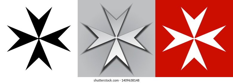 Maltese cross vector illustration. Three variants