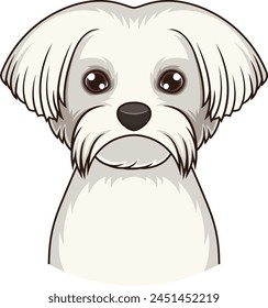 Maltese dog face vector illustration