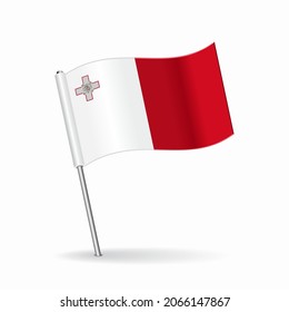Maltese flag map pointer layout. Vector illustration.