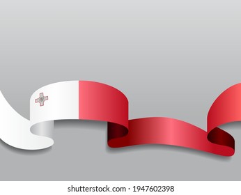Maltese flag wavy abstract background. Vector illustration.