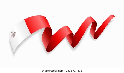 Maltese flag wavy abstract background. Vector illustration.