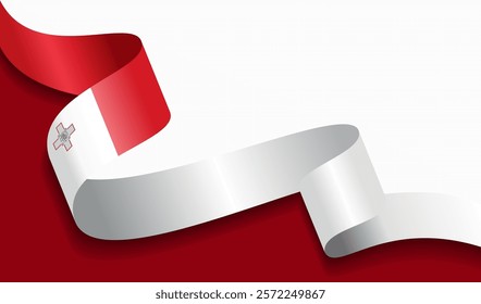 Maltese flag wavy abstract background. Vector illustration.