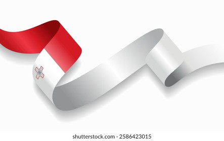 Maltese flag wavy abstract background. Vector illustration.