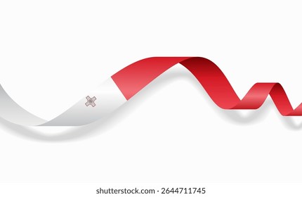 Maltese flag wavy abstract background layout. Vector illustration.