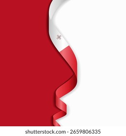 Maltese flag wavy abstract background layout. Vector illustration.