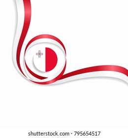 Maltese flag wavy abstract background. Vector illustration.