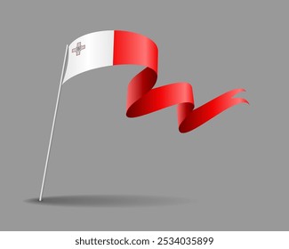 Diseño de fondo ondulado de bandera maltesa. Ilustración vectorial.
