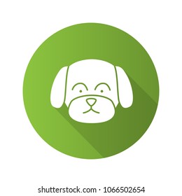 Maltese flat design long shadow glyph icon. Toy dog breed. Vector silhouette illustration