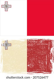 Maltese grunge flag. Vector illustration. Grunge effect can be cleaned easily.
