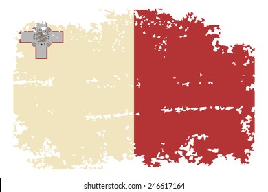 Maltese grunge flag. Vector illustration. Grunge effect can be cleaned easily.