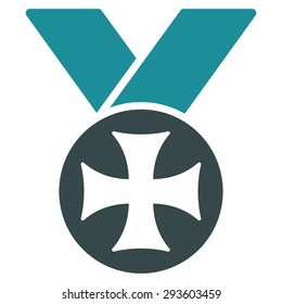 Maltese medal icon from Competition & Success Bicolor Icon Set. Vector style: flat bicolor symbols, soft blue colors, rounded angles, white background.