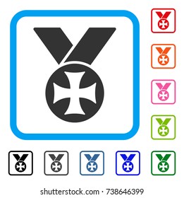 Maltese Medal icon. Flat grey pictogram symbol in a light blue rounded squared frame. Black, gray, green, blue, red, orange color versions of Maltese Medal vector. Designed for web and software UI.