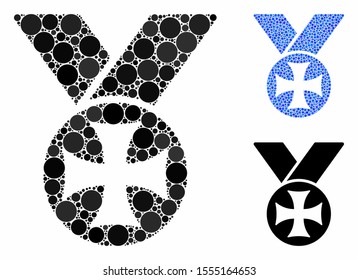 Maltese medal mosaic of circle elements in various sizes and color tones, based on Maltese medal icon. Vector circle elements are organized into blue mosaic.