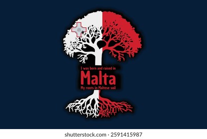 Maltese roots and symbolism: a tree with the Maltese flag, embodying national pride and love for nature	