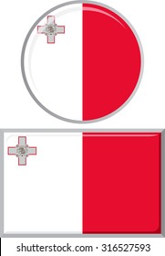 Maltese round and square icon flag. Vector illustration Eps 8.