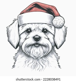 Maltese Santa Hat Vector Illustration Tshirt Design Logo Icon Christmas Greeting Card