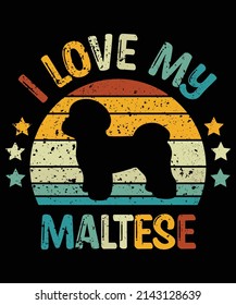 Maltese silhouette vintage and retro t-shirt design svg