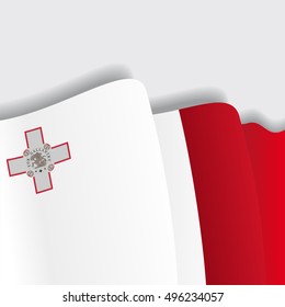 Maltese waving Flag. Vector illustration.