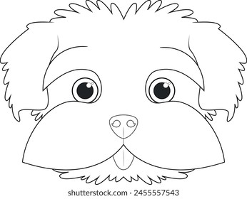 Maltesse dog easy coloring cartoon vector illustration. Isolated on white background