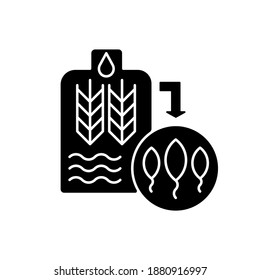 Malting black glyph icon. Beer production from herbal ingredient. Brewery automated system for processing grain. Brew ale. Silhouette symbol on white space. Vector isolated illustration