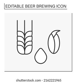  Malting line icon. Steeping, germinating and drying grain to convert it into malt. Beer brewing concept. Isolated vector illustration. Editable stroke