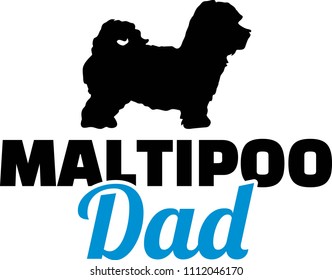 Maltipoo dad silhouette with blue word