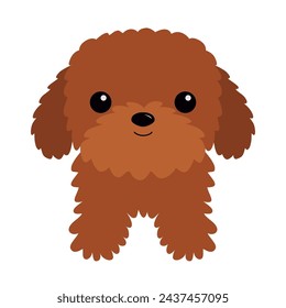 Maltipoo poodle brown dog puppy icon. Cute face. Cartoon kawaii funny pet baby animal character. Love greeting card. Sticker print. Valentines day. Flat design. White background. Vector