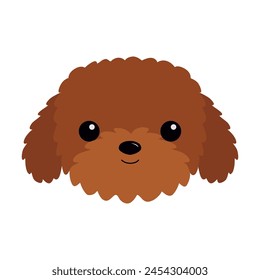 Maltipoo poodle brown dog puppy. Round face icon. Cute cartoon kawaii funny pet baby animal character. Love greeting card. Sticker print. Happy Valentines day. Flat design. White background. Vector