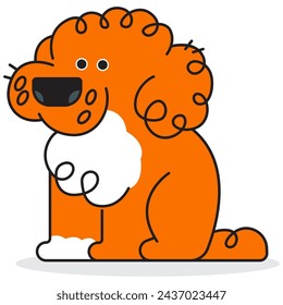 Maltipoo poodle cute cartoon puppy dog vector character illustration isolated on a white background.